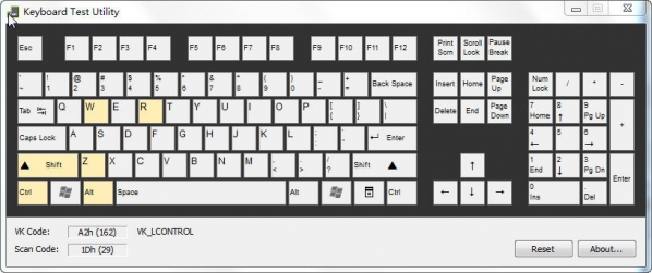 鍵盤測試軟件下載_Keyboard Test Utility v1.0.1.0鍵盤測試工具(綠色版)